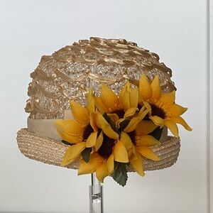 Sunflower Embellished Gold Hat